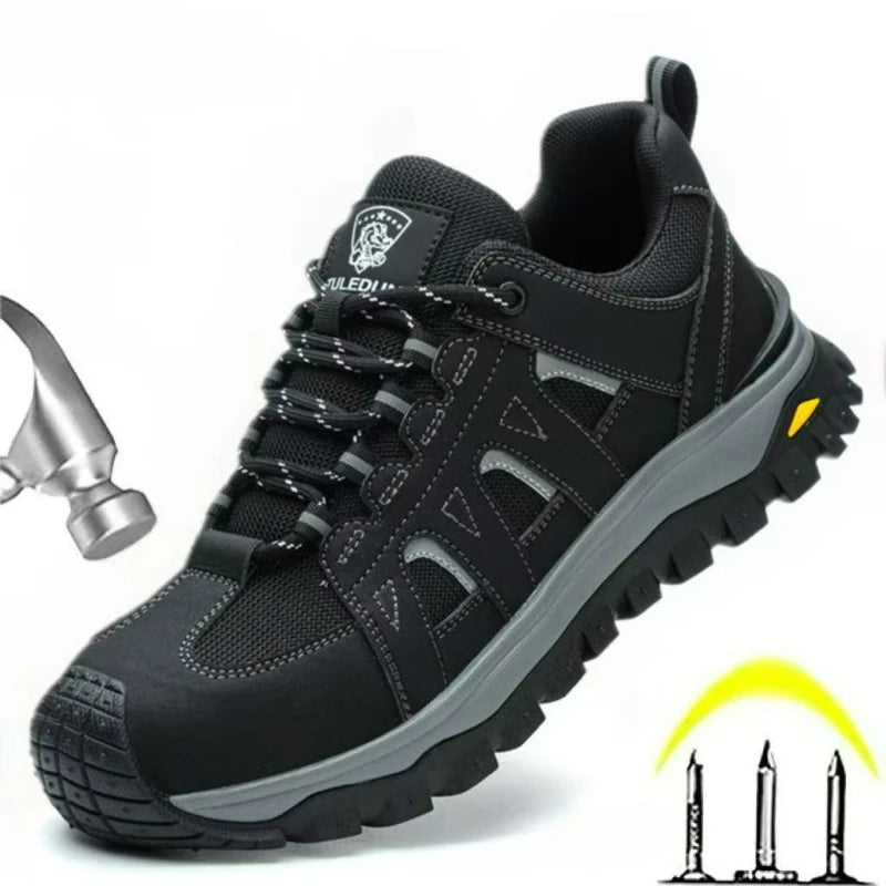 Men's Safety Boots Work Protective Shoes Anti-smash Anti-puncture Men Boots Outdoor Sneakers Non-slip Lace-up Steel Toe Shoes