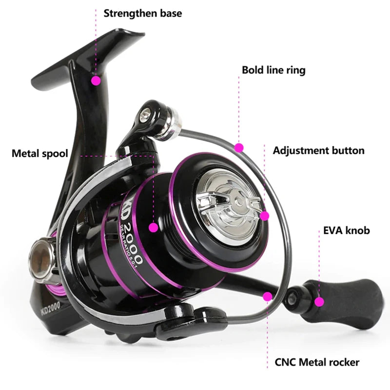 ALASICKA 5+1BB KD/KDPROMetal Large Capacity Spinning Reel Long Casting Freshwater & Saltwater Use Original Chart Roadrunner Reel