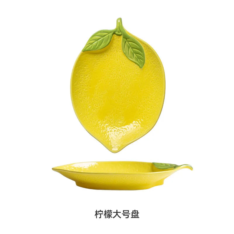 Cartoon Lemon Shaped Ceramic Sauce Dish Tableware Creative Fruit Sushi Dessert Cake Plates High Aesthetic Breakfast Dishes