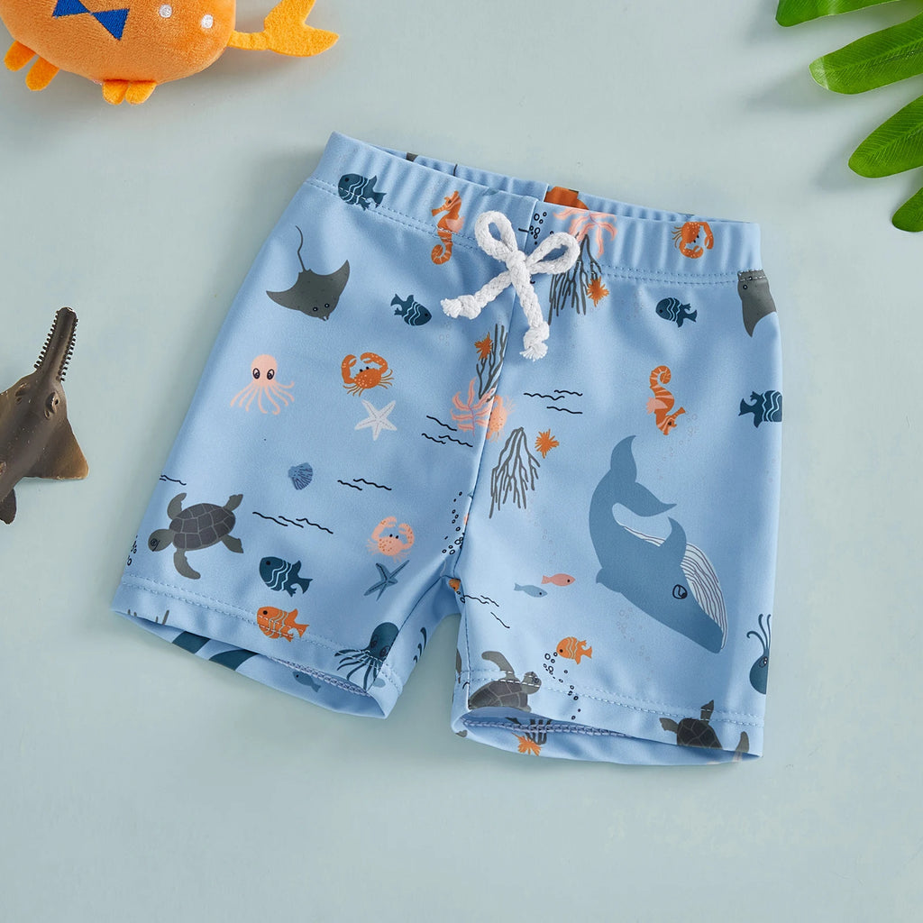 Toddler Kids Baby Boys Summer Swim Trunks Crab Octopus Print Quick Dry Swim Board Shorts Swimwear Bathing Suits Beachwear