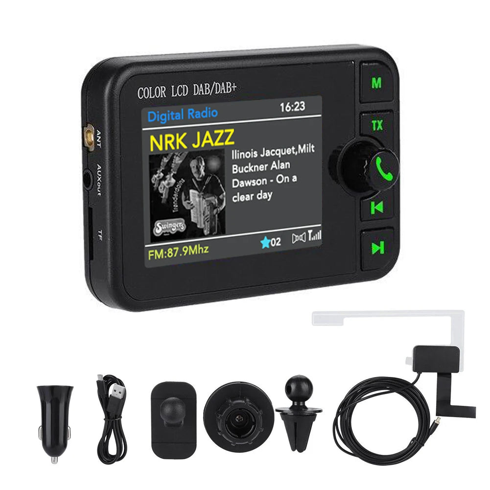 Stereo MP3 FM Transmitter 2.4 Inch LCD Color Screen Radio Receiver Bluetooth-compatible 5.0 Dab Digital Radio Hands-free for Car