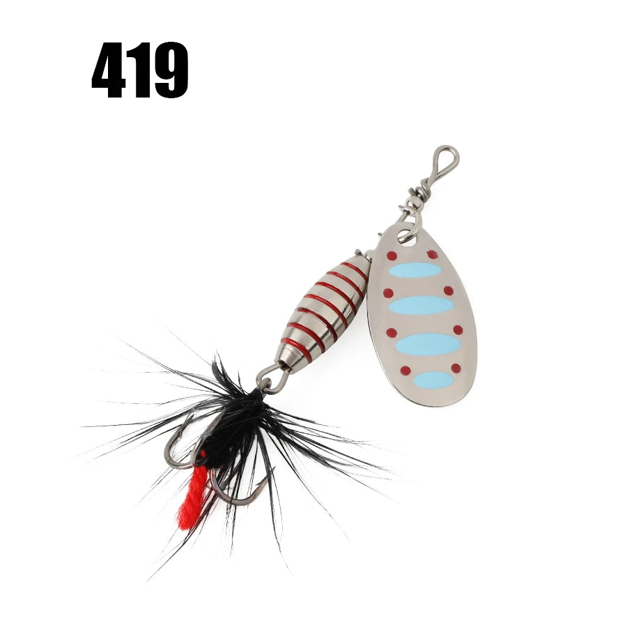 W.P.E 1pcs Spinner Lure 3.7g/5.3g/8.2g/10.5g Bait Metal Brass Spoon Hard Lure Feather Treble Hook Fake Lure Fishing Tackle Pesca