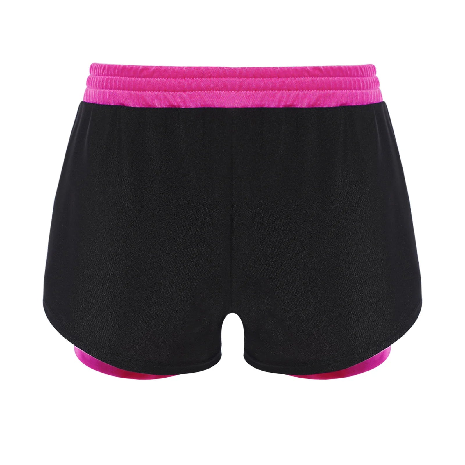 Kids Yoga Sports Shorts for Children Girls Workout Clothing Double-Layer Contrasting Shorts Running Cycling Bottoms Costumes