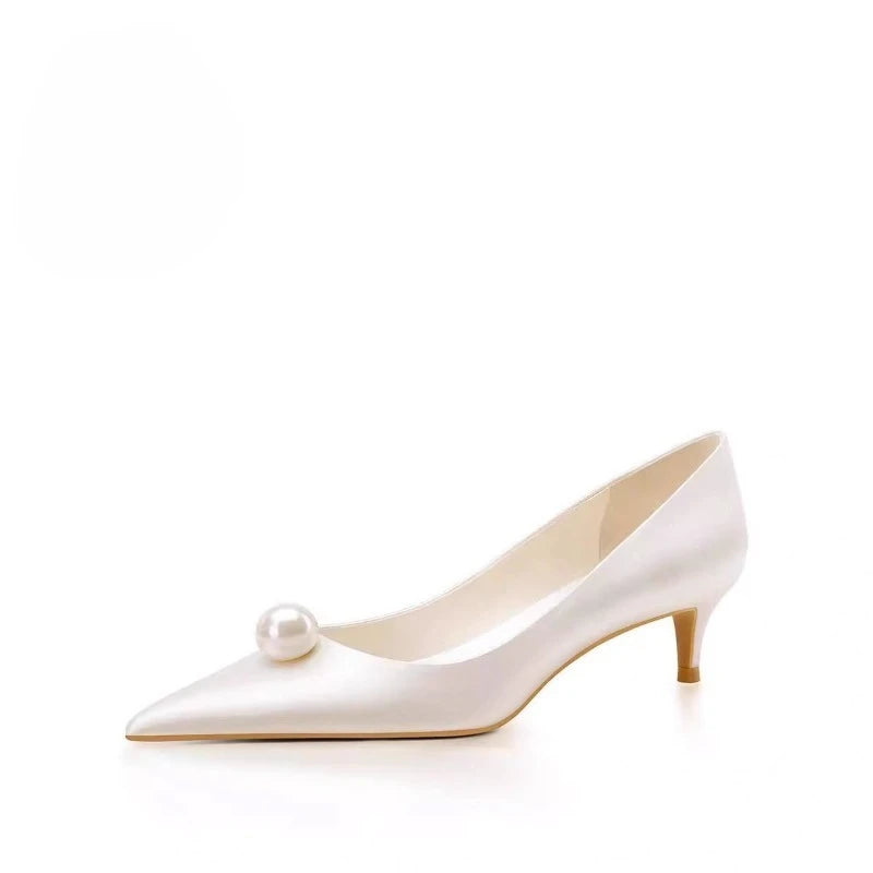 Low-heeled Wedding Shoes for Women 2026 Spring New Slim and Non-tiring Shoes
