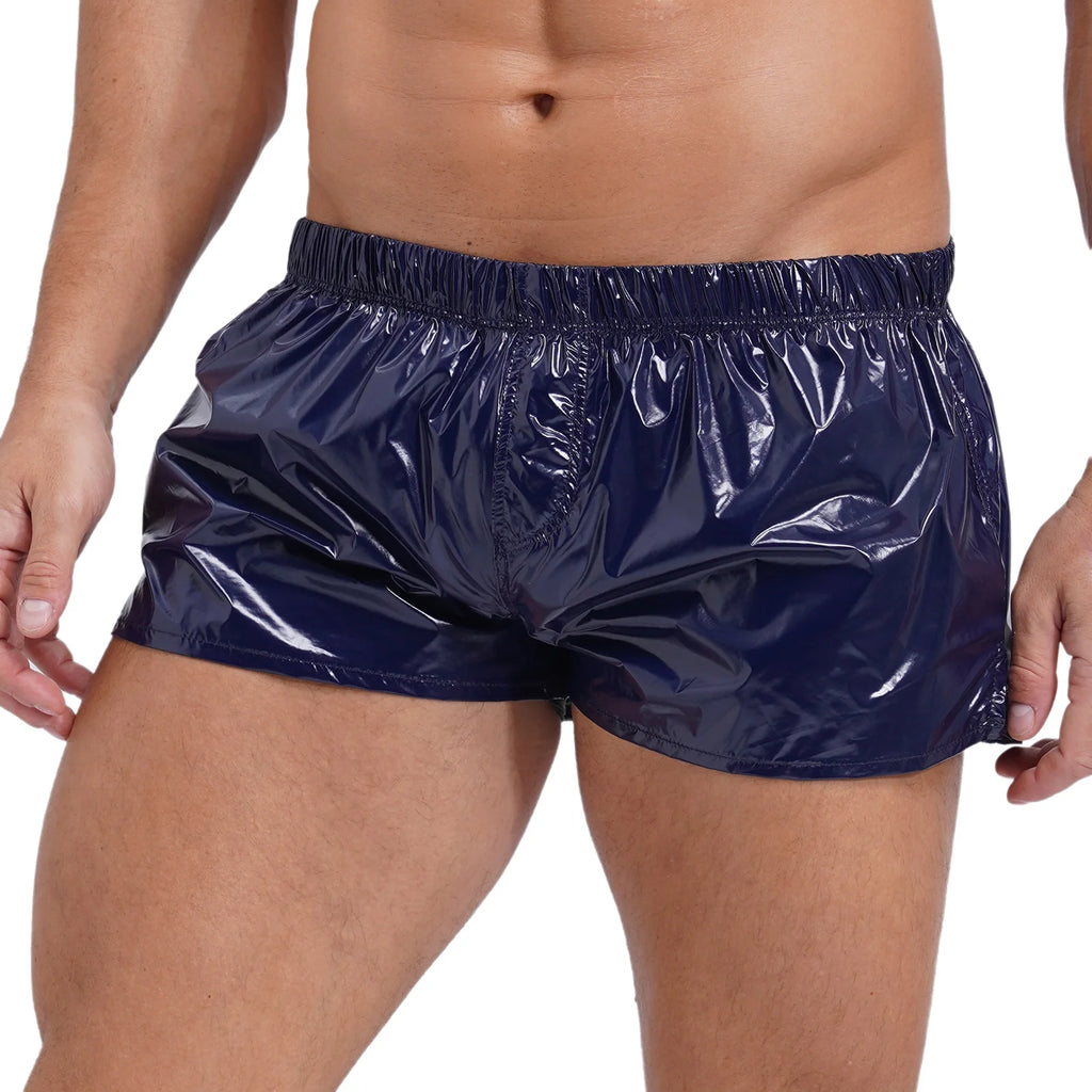 Swimwear for Mens Glossy Swimming Trunks Low Rise Shorts Male Beach Shorts Swimsuit Beachwear Swim Pool Party Nightclub Costume