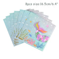 Mermaid Themed Party Disposable Tableware Purple Paper Plate Cup Knife Fork Spoon Girls Birthday Party Supplie Baby Shower Decor