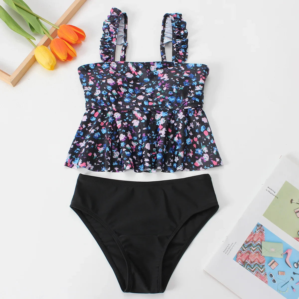 Girls Bikini High Waisted Swimsuit Kids Ruffle Children's Swimwear 8-12 Years Teenagers Bathing Suit Girl Cute Beachwear 2026