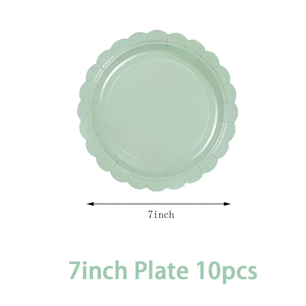 Solid color party supplies tableware paper plates cups napkins tablecloths suitable for birthday party guests banquet baby showe