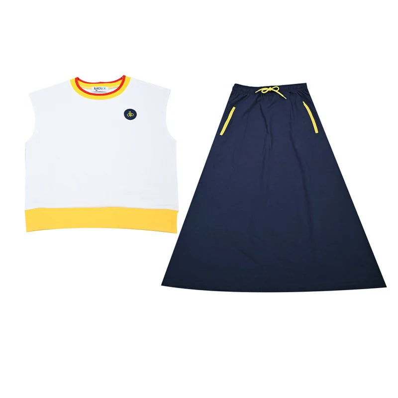 Kids family clothing set stripes collar dress boy shirt baby top & shorts set teen top & long skirt set bee logo
