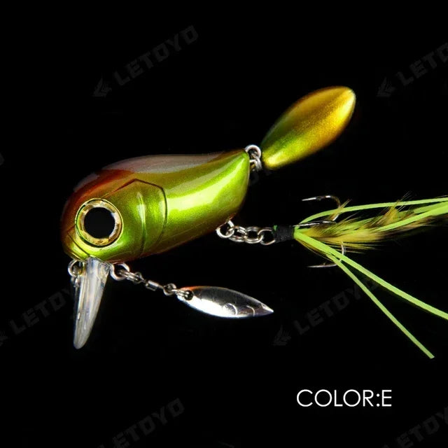 Topwater Crankbaits 8g Fishing Lures with Spinner Wobblers Rotating Glitter Artificial Hard Baits Freshwater Bass Lures Tackle