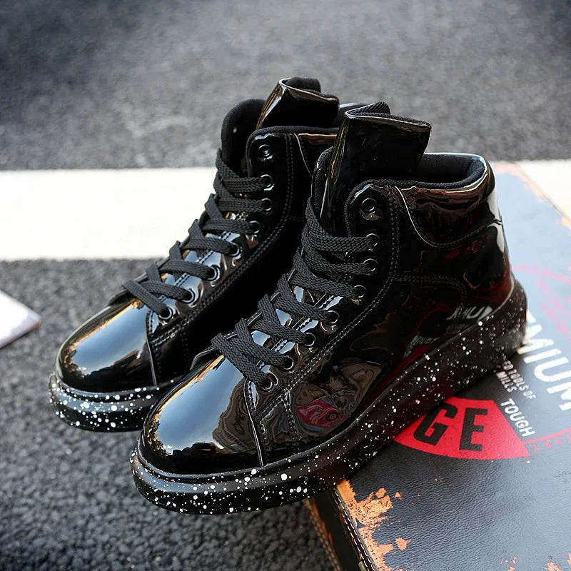 Fashion Outdoor Non-slip Flat Men Boots 2025 Autumn New Man Casual Shoe Comfortable High-top Couple Sneakers Pu Leather Designer