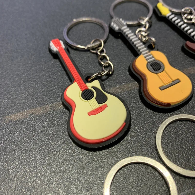New Musical Instrument Silicone Guitar Pvc Soft Keychain Cartoon Small Gift Pendant K5156