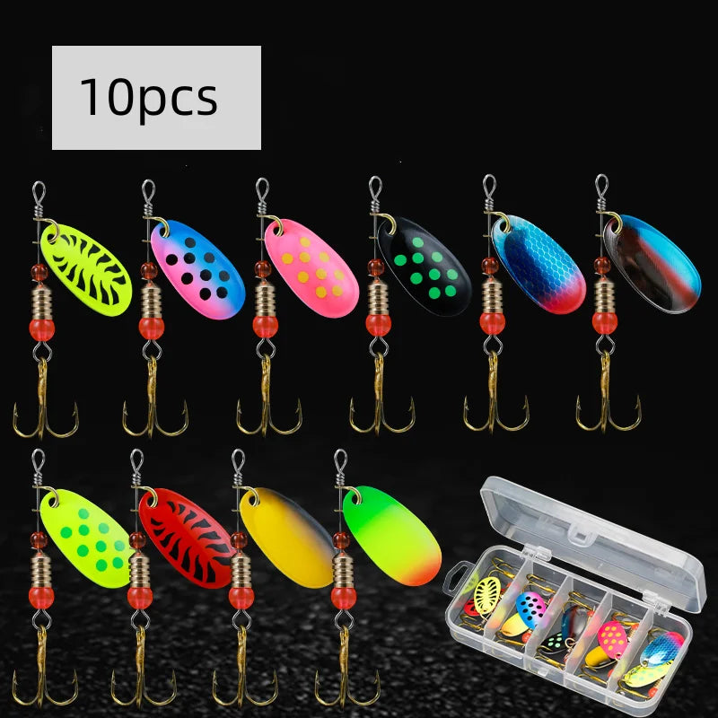 16/10pcs Fishing Spinner Metal Lures with Tackle Boxes Crankbaits Wobblers Metal Sequin Trout Spoon With Hooks for Carp Fishing