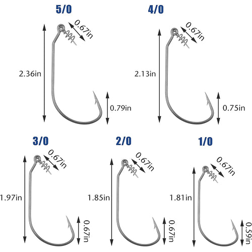 30Pcs Worm Fishing Hooks Jig Crank Barbed Hook High Carbon Steel Swimbait Hooks with Spring Twist Lock for Soft Fishing Lures