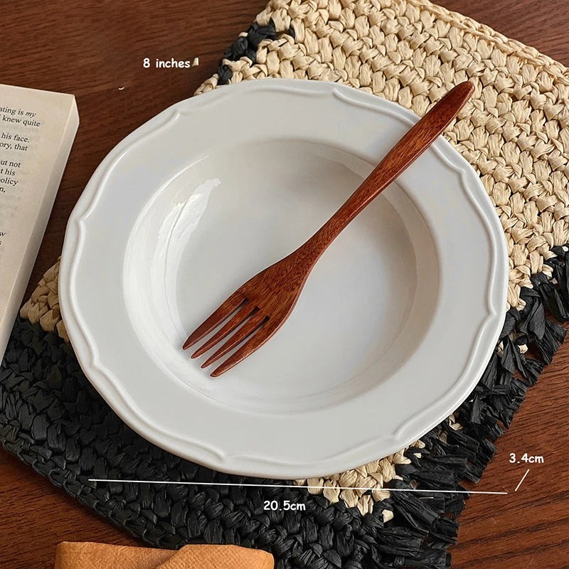 Ins Style White Ceramic Dinner Plates Household Versatile Bread Plate Exquisite Restaurant Serving Disc Nordic Dessert Tableware