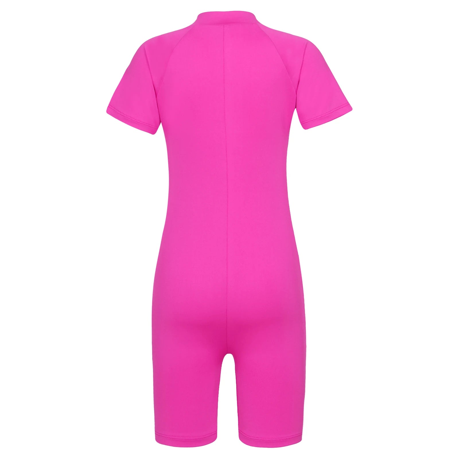 Kids Girls Boys Rash Guard One-piece Swimsuit Short Sleeves Zippered Shorty Wetsuit Swimwear Pool Beach Surfing Bathing Suit