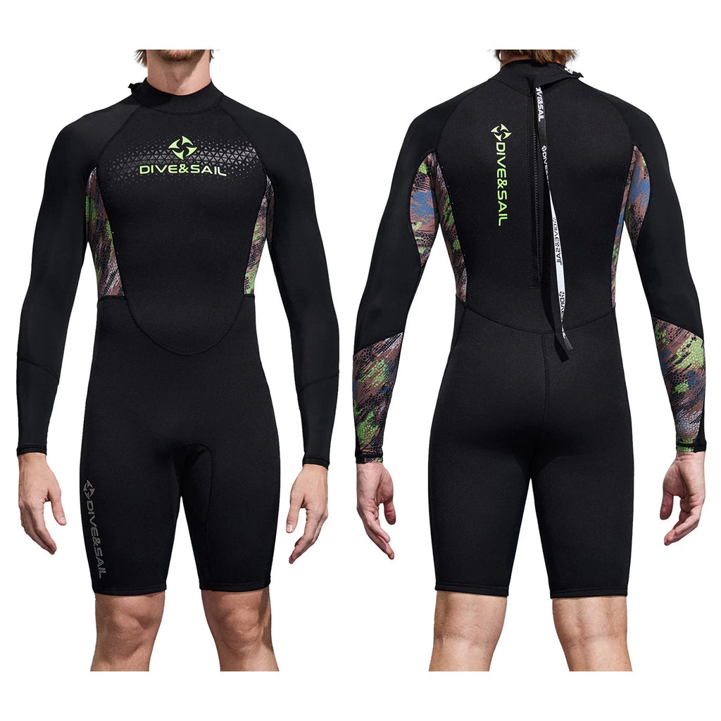 Mens 2mm Wetsuit Jumpsuit Swimwear Sleeveless Front Zipper Solid Color Bodysuit One-Piece Swimsuit for Snorkeling Surfing Diving