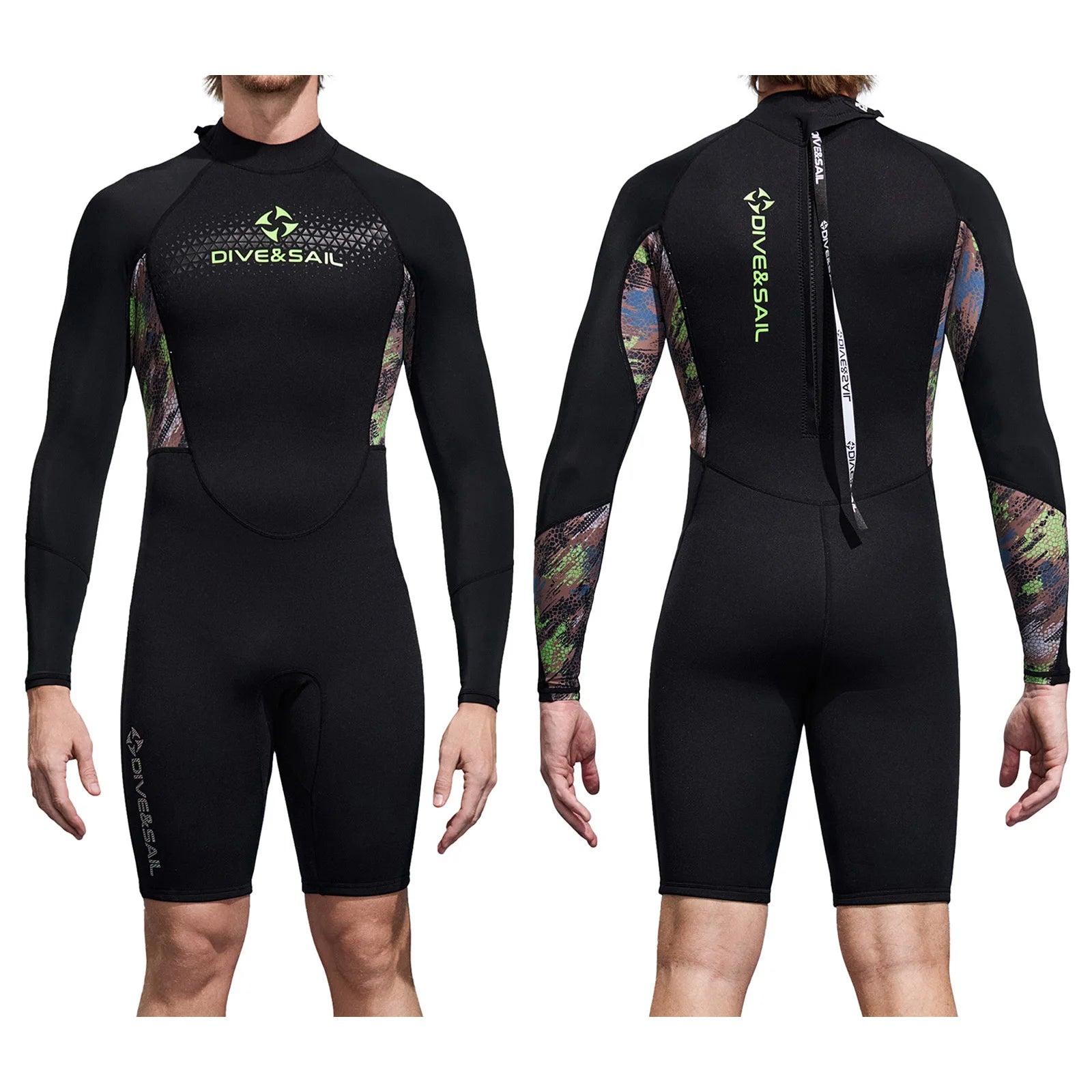 Mens 2mm Wetsuit Jumpsuit Swimwear Sleeveless Front Zipper Solid Color Bodysuit One-Piece Swimsuit for Snorkeling Surfing Diving