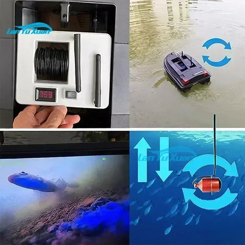 15-30M Range Updated TL 7inch Fisheye Sonar - Waterproof Fishing Finder with Water Depth & Temperature Measurement