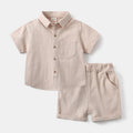 Kids Boys Summer 2-6Y Clothes Set Short Sleeve Button Down Shirt Children Sporty Shorts Outfit Cotton Casual Suit