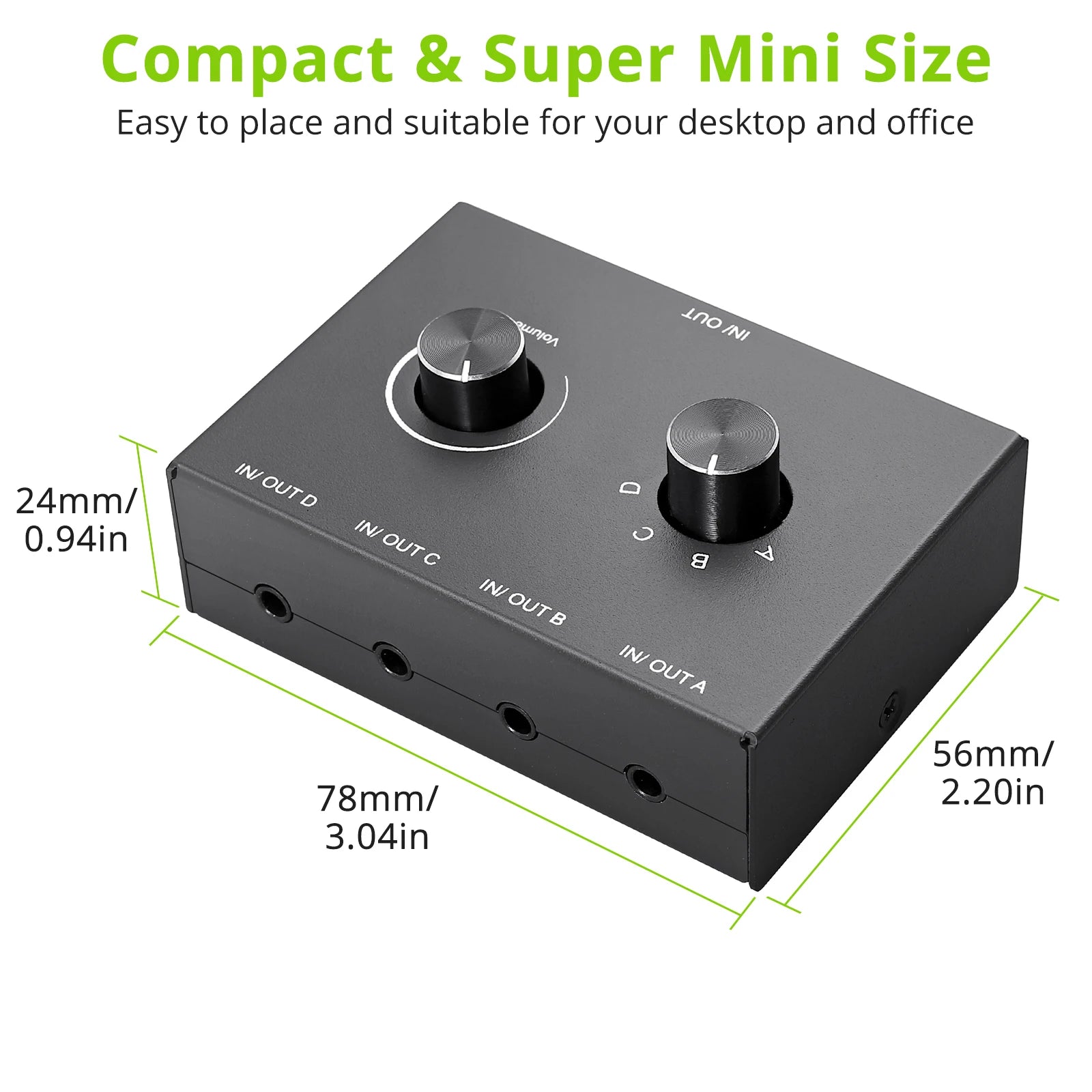 4 Way/2 Way 3.5mm Stereo Audio Switcher Bi-Directional Audio Switch Splitter Box 2 In 1 Out 4 In 1 Out with Mute Button