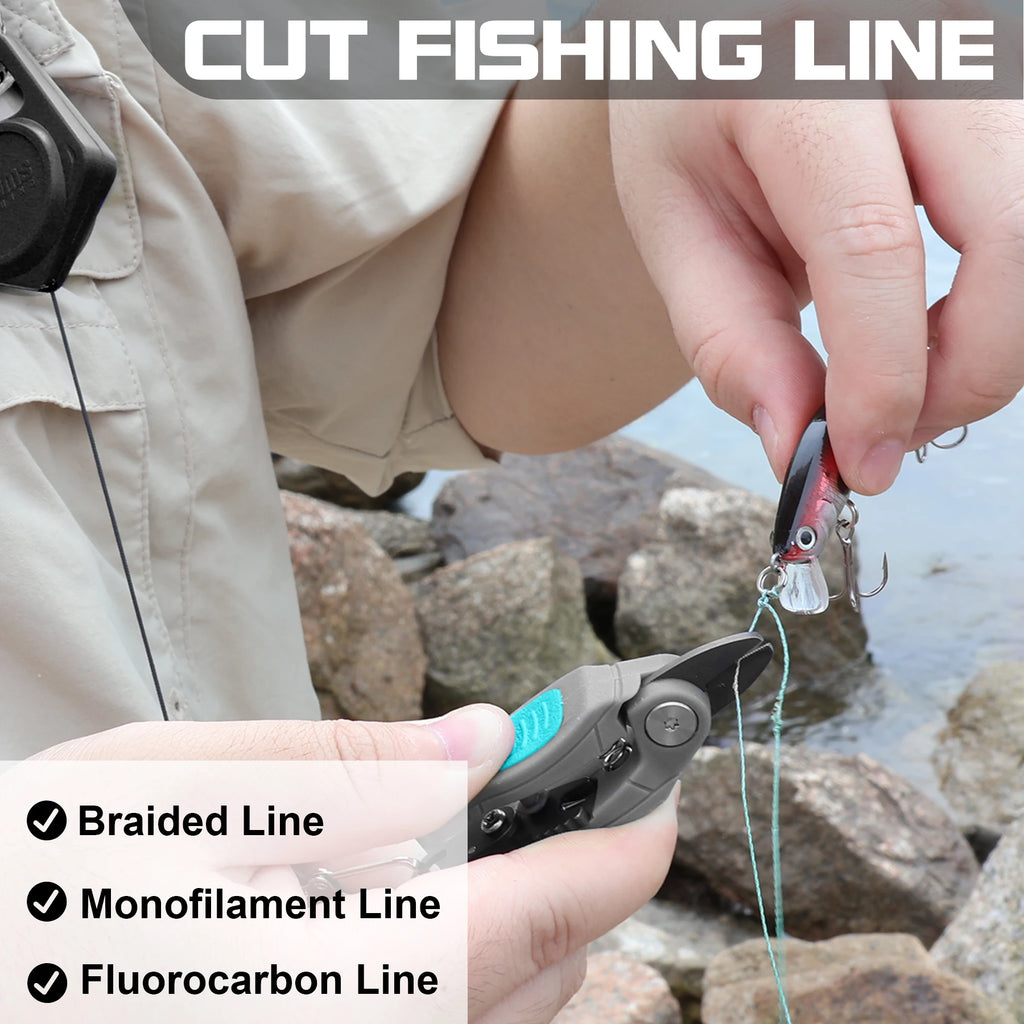 Fishing Line Cutters with Retractable Tether and Stainless Steel Blades Cut Braid Mono and Fluoro Lines Clean and Smooth