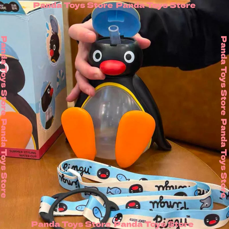 In Stock Pingu Cup Pingu Summer Style Water Cup Pingu Glass Portable Mug Children'S Sippy Cup Customized Gift Ornament