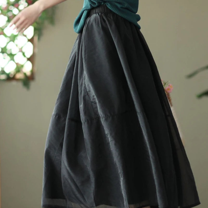 New In Female Skirts Midi Patchwork Women's Skirt Modest Aesthetic Chic and Elegant Premium Stylish Streetwear Summer 2025 Cheap