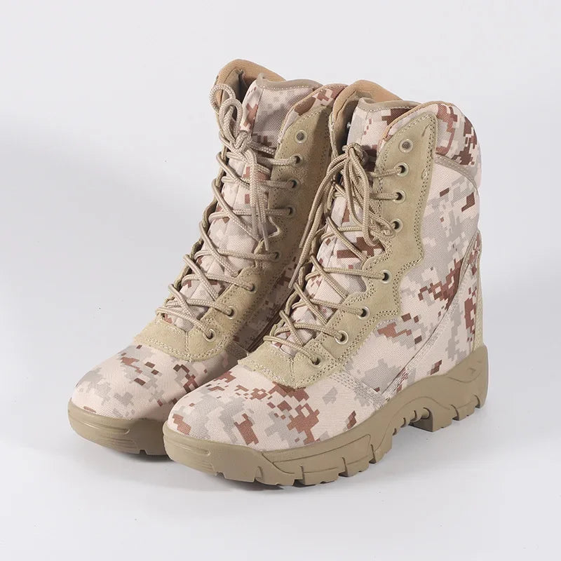 Men Outdoor Hiking Boots Fashion Sports Army Green Camouflage Jungle Off-road Boots Anti Slip Snow Shoes Wear-Resistant