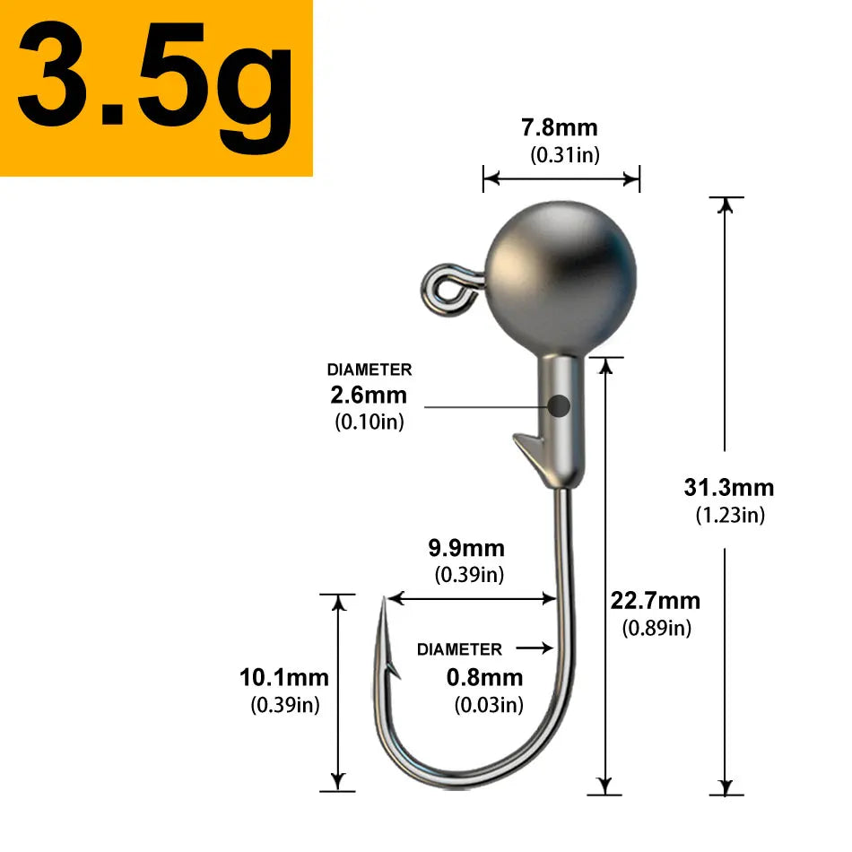 MrLurion 30pcs 1g 2g 3g 5g 10g 14g 18g 22g 25g 28g Fishing jigging head hook ,round head rigs fishhook for soft worm crank lures