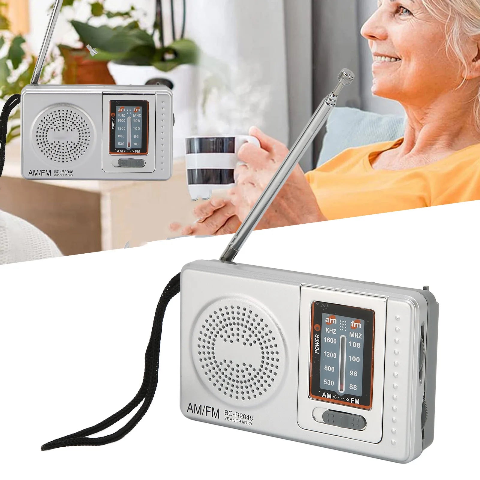 Portable Radio DSP Chip AM FM Transistor Radio with Built in Speaker for Home Travel Entertainment Work Emergency Mini Radio