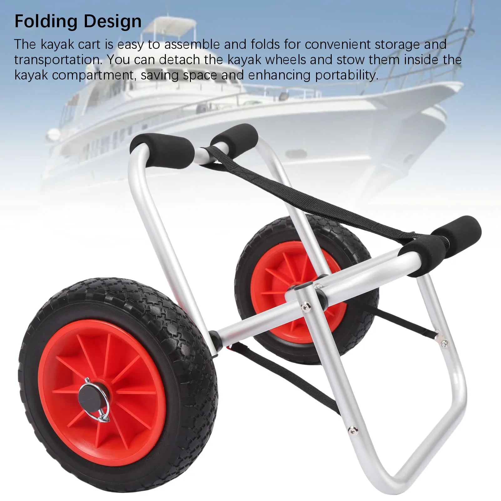 Kayak Cart Trolley with 10 Inch Solid Airless Tires Wheels Folding Universal Boat Dolly Canoe Transport Carrier for Floats Kayak