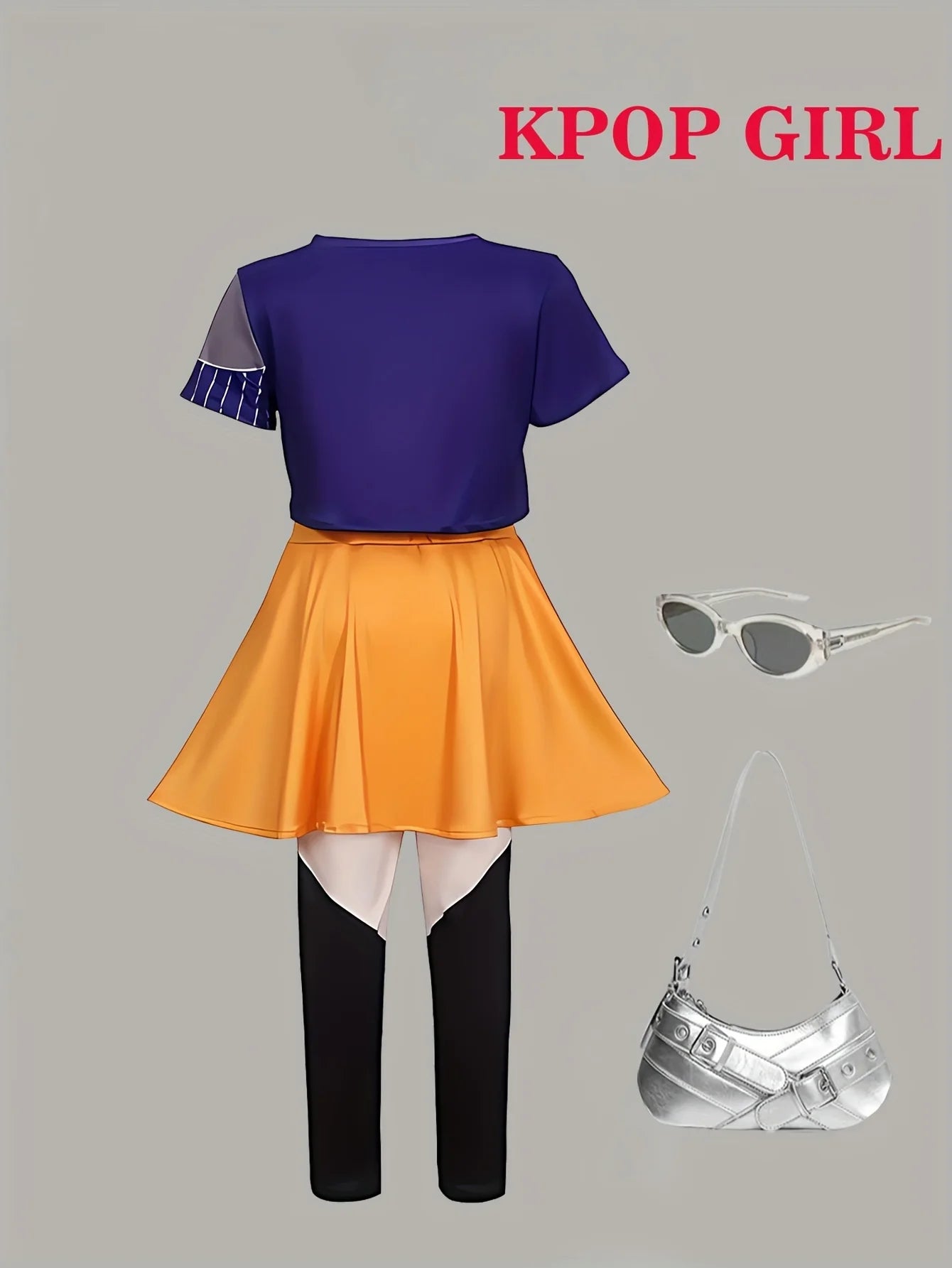 Children's Clothing for Girls, Stage Outfit, Kids' Printed Set, Fashionable Short Top and Skirt-Pants Two-Piece Set for Girls, Suitable for Children Aged 3 to 10, Performance Clothing