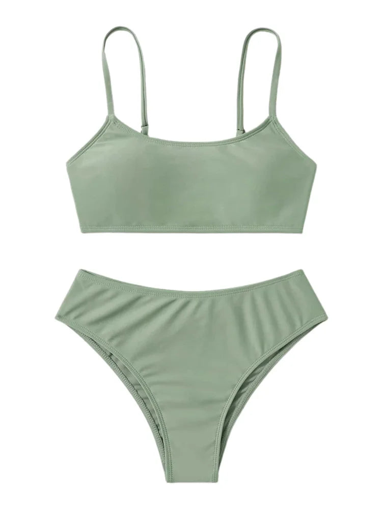 2025 Girl's Two Piece Swimsuit Big Kids Bathing Suits Girls Sport High Waist Bikini Set Bathing Suit Kids Bathing Swimsuit