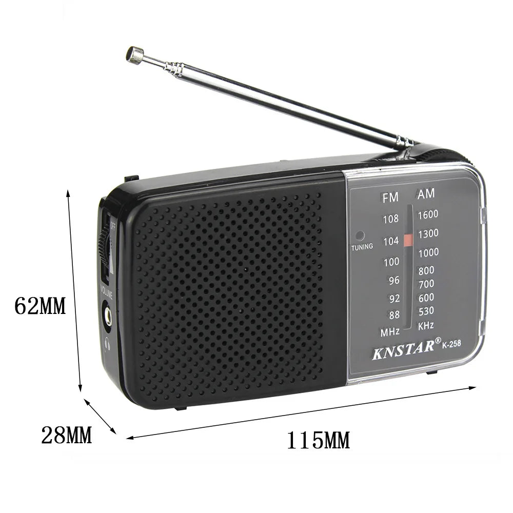 Portable AM/FM Radio with Speaker Mini Transistor Radio with Strap Battery Powered Radio Telescopic Antenna for Running Cycling