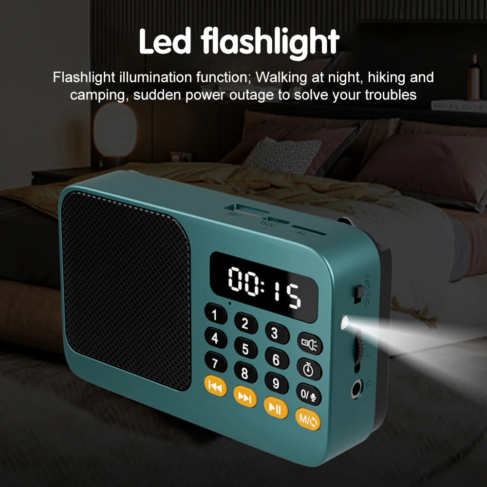 Portable Radio Music Player Handheld Rechargeable Digital FM USB TF MP3 Player Speaker Devices Supplies With LED Display Radio ﻿