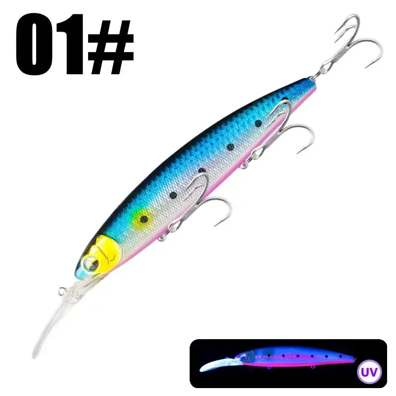 Ultra Long Casting Floating Wobbler Minnow Hard Bait 128mm 29g Flounder Sea Bass Saltwater Sea Fishing Lure Depth 0.8-5m