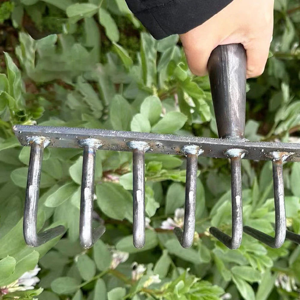 4/7/9/12 Teeth Weeding Hoe Rake Farm Tool Weeding Scarifier Artifact Agricultural Nail Harrow Carbon Steel Garden Weeding Tools