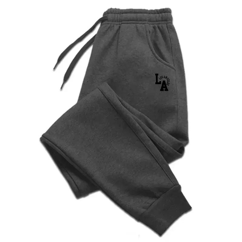 Mens Casual Pants LA Print Sweatpants Men Running Jogger Sports Gym Trousers Fashion Solid Color Workout Long Pants