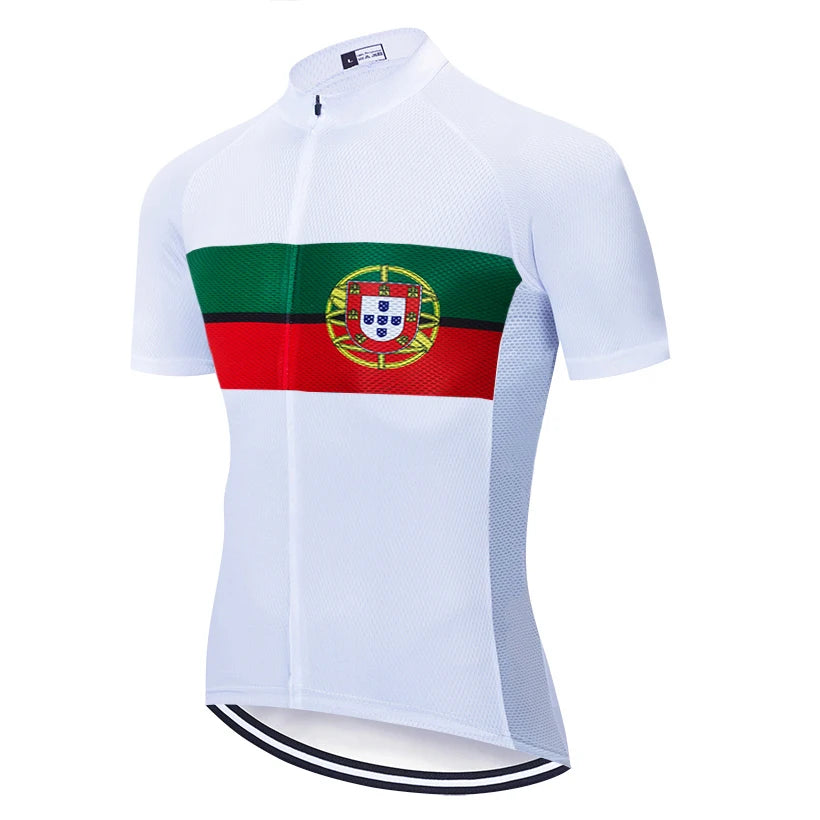 White Portugal Cycling Team Jersey Bike Tshirt Shorts Set Men Women Summer Breathable Ropa Ciclismo MTB Bicycle Clothing