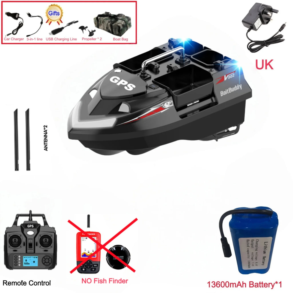 GPS Positioning 160 Positioning Points Fishing Boat Rc Bait Boat 4 Hoppers Waterproof 3KG Load 500M 15KM/H GPS One Click Return