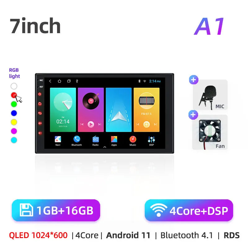 Car radio with GPS Multimedia player with Android 12 7/9/10''2 Din Universal Stereo Carplay AUTO for Volkswagen, Nissan, Hyundai