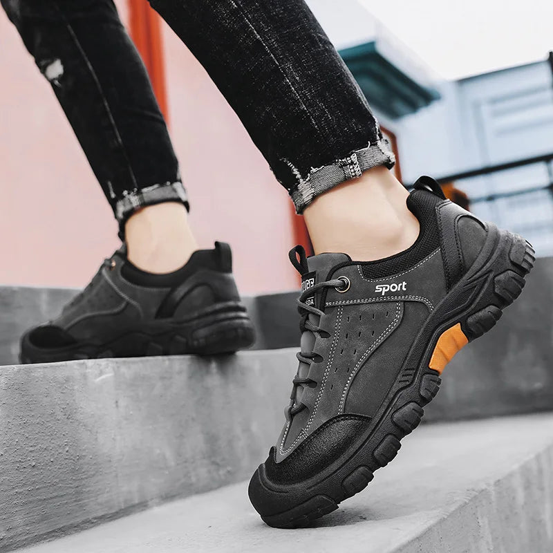 Men's Hiking Camping Shoe Waterproof Leather Upper Non Slip Hiking Boots Outdoor Durable Non Slip Sole Sports Shoes Large Size