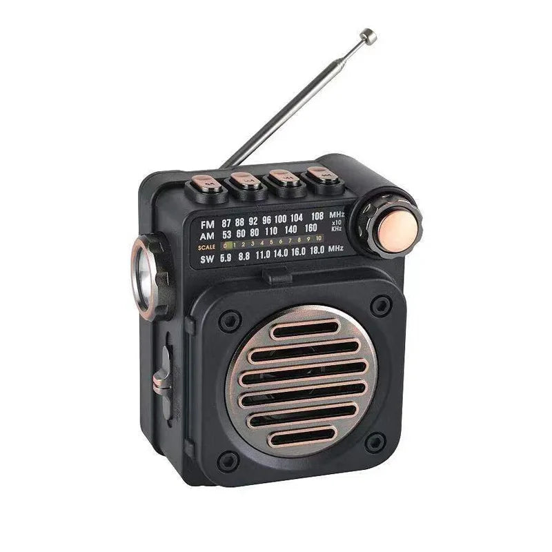 FM AM SW Stereo Radios Portable Pocket Mini Radio Receiver Multifunctional Wireless Bluetooth Music Player with LED Flashlight