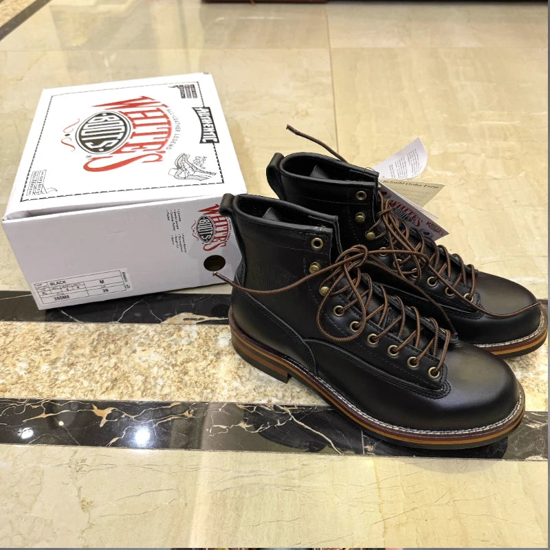 Men's Trekking Boot Vintage Motorcycle Boots Casual Men Ankle Boots Cowhide Leather Shoes  Men's Trekking Boot botas para moto