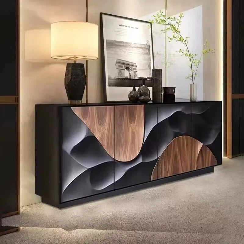 Decor Black Living Room Cabinets Beauty Wooden Apartments Salon Storage Cabinet Luxury French Szafki Do Salonu Furniture Home
