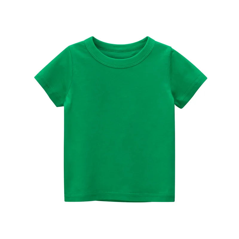 1-7 Years Kid Baby Clothing Boys Girls T-shirt Summer Solid Color Short Sleeve Round Neck Tops Kids Clothing