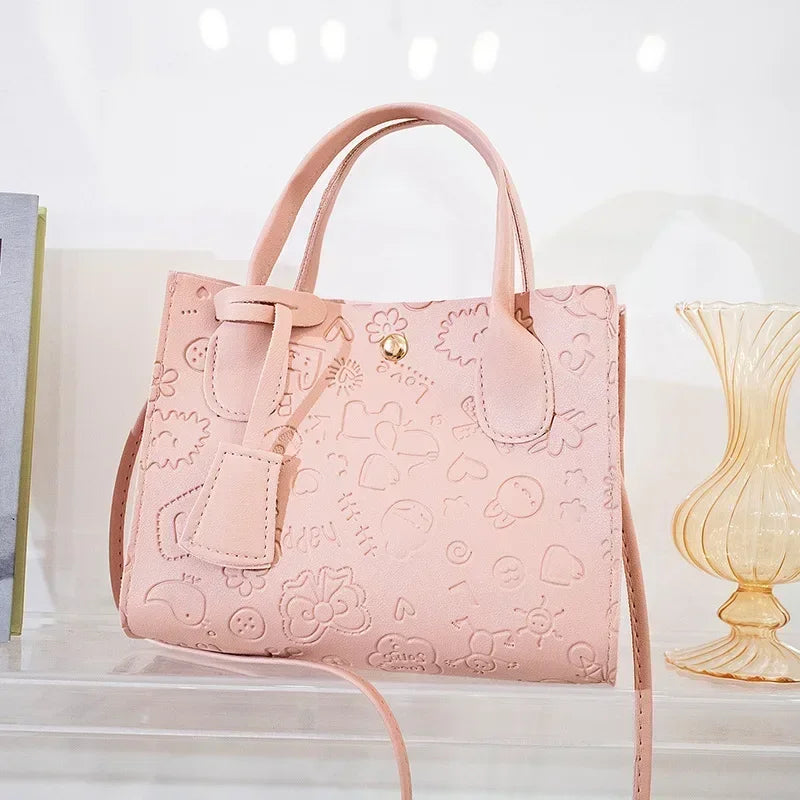 Women's Handbags Ladies PU Leather Shoulder Bag Female Brand Embossed Korean Trends Handbags Women Soft Felt Crossbody Bags