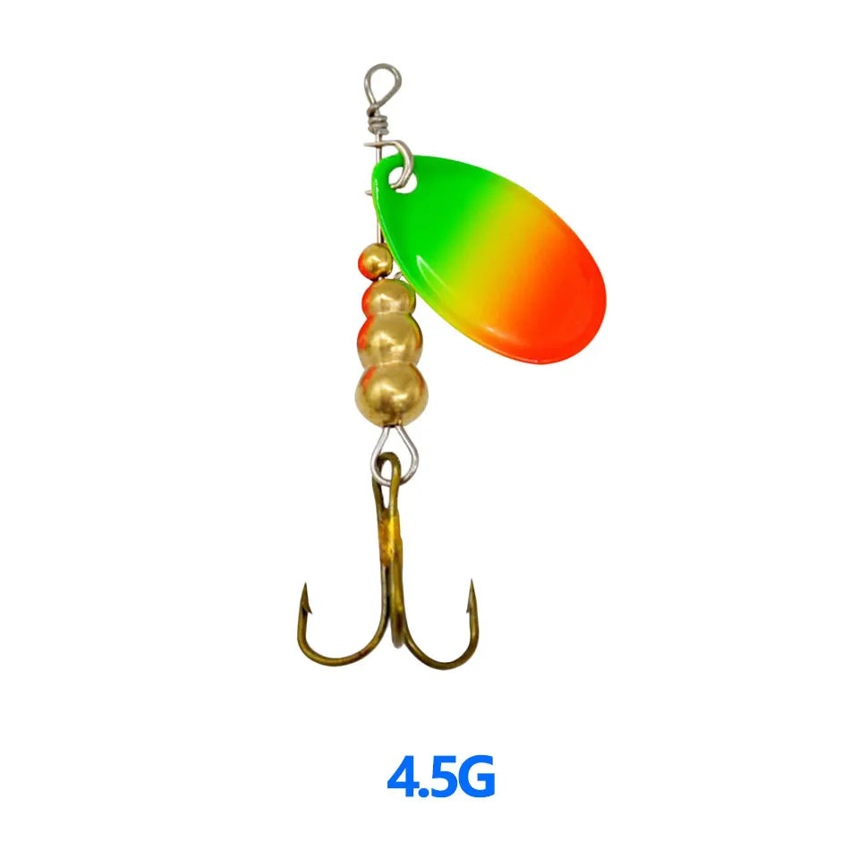 1Pcs 3G 3.5G 4.5G Spinner Lures Rotating Spinners Spoon Hard Bait Pike Metal With Treble Hooks Fishing Lure Pesca Tackle