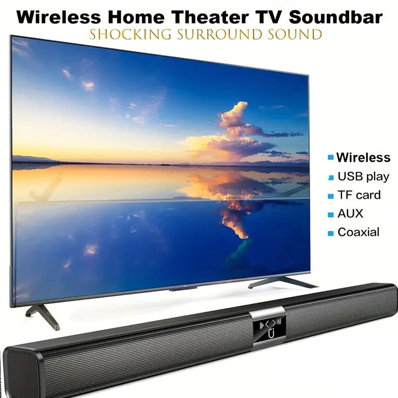 Soundbar Cinema Soundbar Hifi Wireless Bluetooth Speaker Home Theater Tv Computer Soundbar Wall-Mounted Stereo Surround Sound Effect Fm Radio Remote Control Speaker Stand